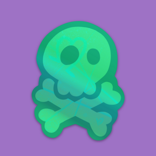Holo Green Skull sticker 2.34″ × 3″