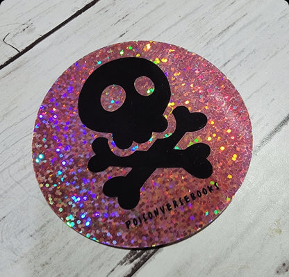 Glitter Skull Sticker 3"× 3″